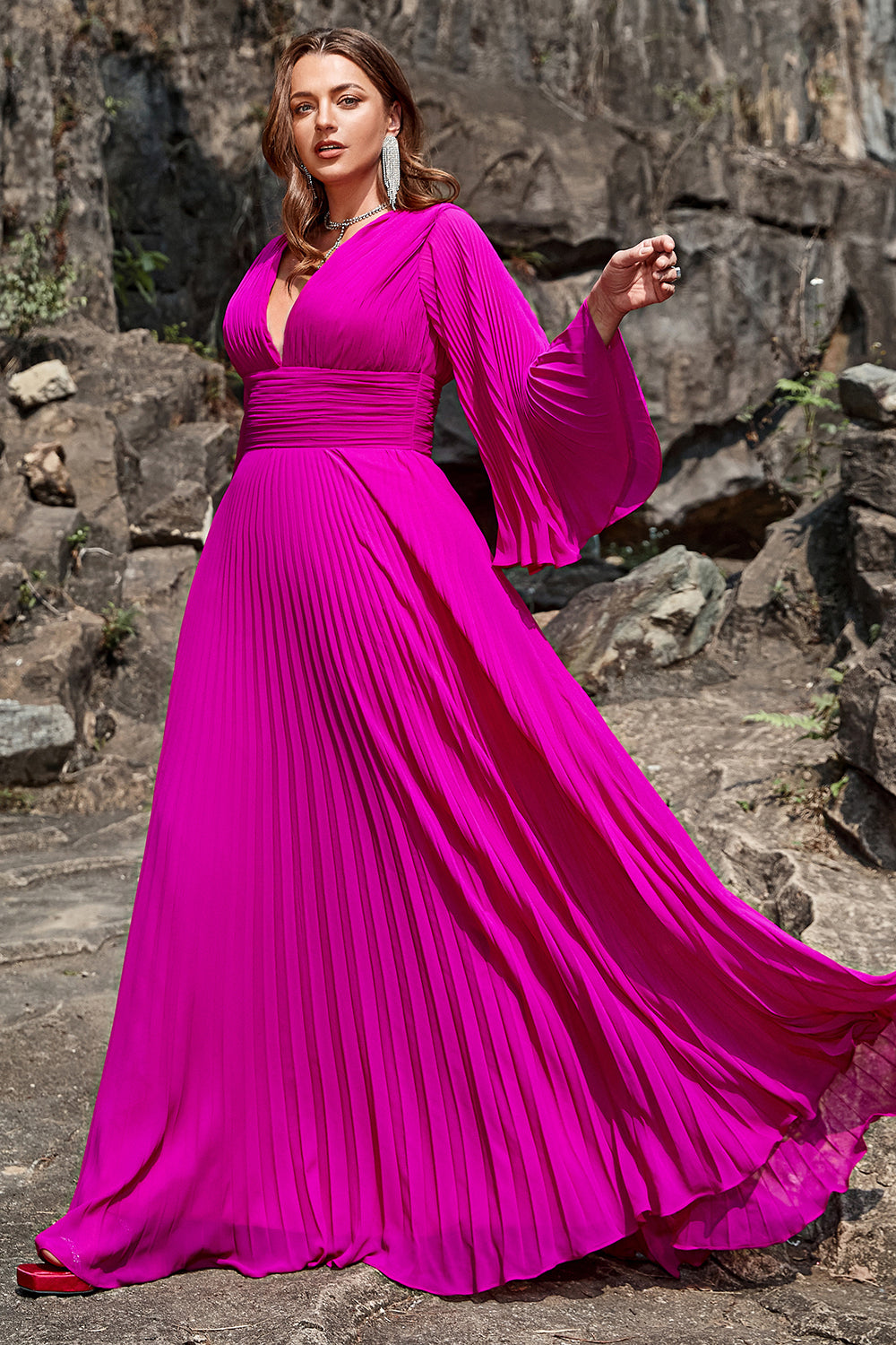 fuchsia color dress